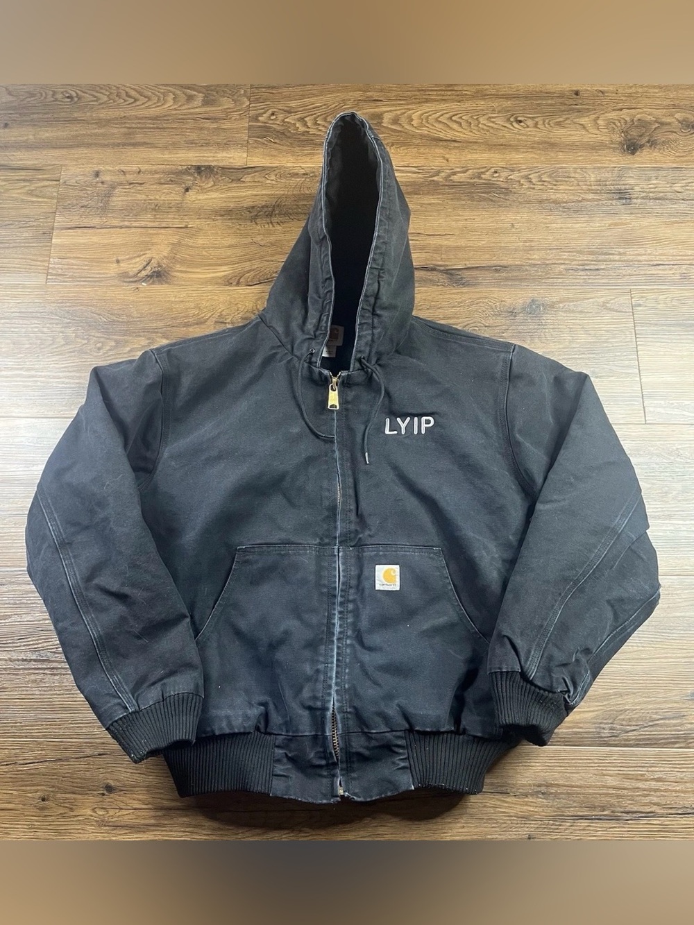Carhartt 103940 BLK Duck Quilt Lined Hooded Work Jacket